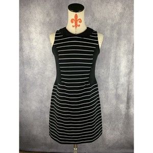 Elle Women Size XS Black & White Sleeveless Fit & Flare Dress Collared Striped